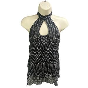 Vintage Guess Halter Top Women XS Sheer Mesh Fairy Grunge Striped 90s Y2k